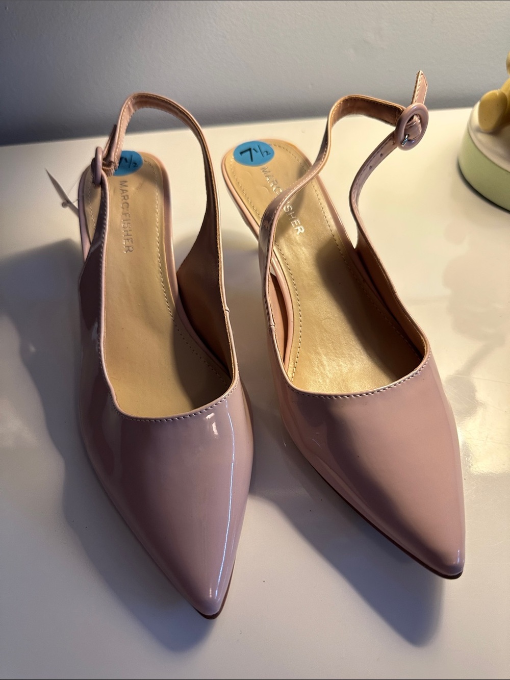 Marc Fisher Blush Pink Patent Pointed Slingback Heels